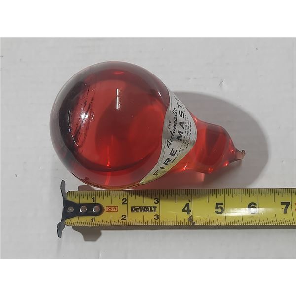 Vintage "Automatic Fire Master" glass fire grenade extinguisher, designed to be thrown or hung to ex