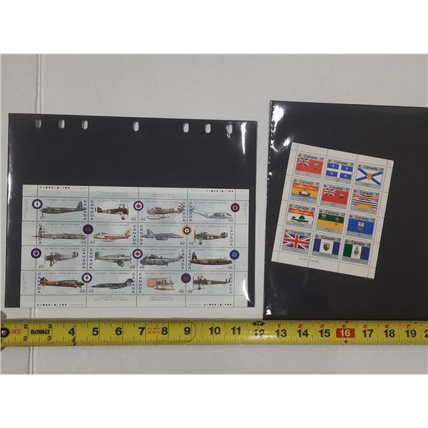 (2) Sheets mint stamps, flags and RAF Anniversary