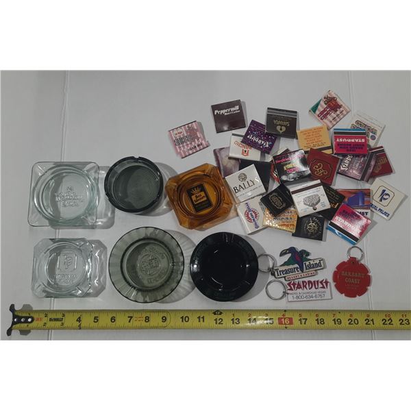 Las Vegas ashtrays, matchbooks and key rings