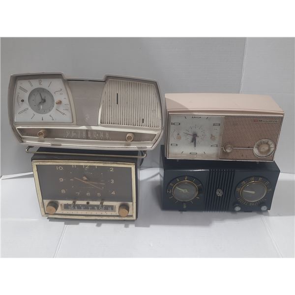 (4) Tube Type Colock Radios for Parts or Repair.