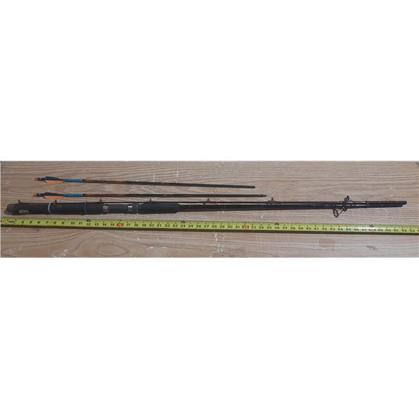 Vintage fishing rod and two arrows.