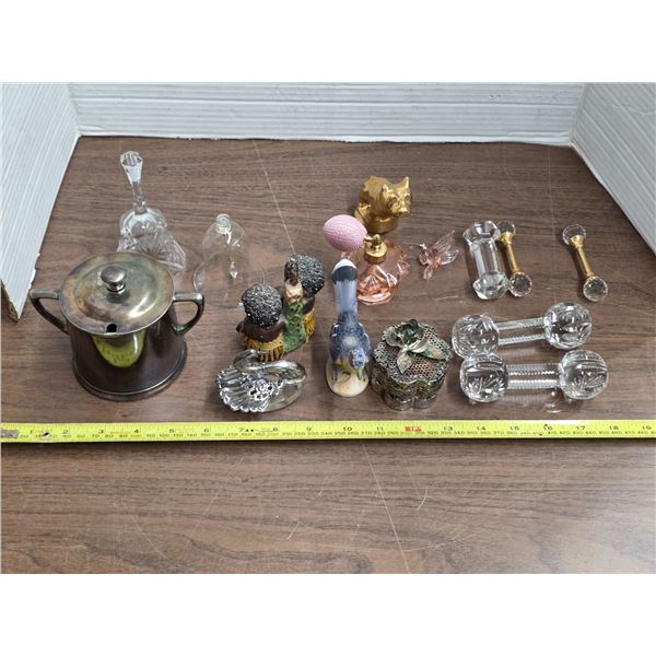 Vintage collectable figures and crystal items