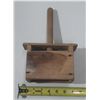 Image 1 : Antique wood butter press block features a manual plunger and has aged considerably.