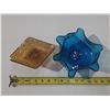 Image 2 : Vintage Indiana Glass carnival glass candy dish and Viking Art Glass "Epic" drape or handkerchief bo