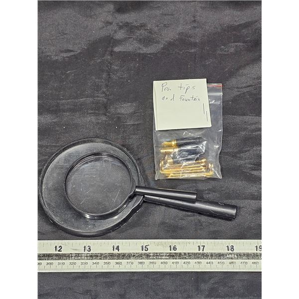 (2) Magnifying Glasses, Screw on Pen Tips and Clips