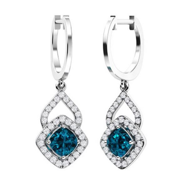 Gold Natural  London Topaz Diamonds Drop EarRings