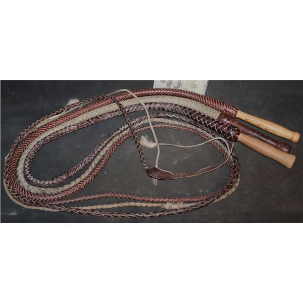 BULL WHIP WILD WEST ANTIQUE VINTAGE COLLECTION OF 3