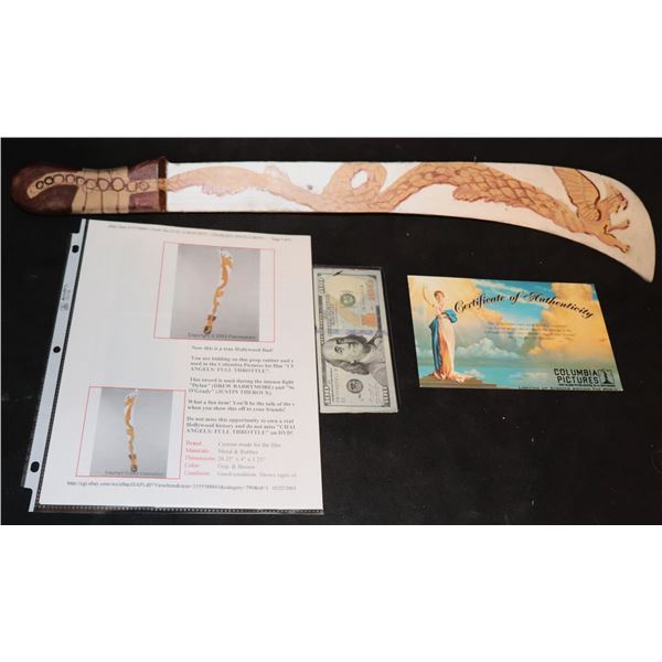 CHARLIES ANGELES FULL THROTTLE DREW BARRYMORE SWORD SCREEN MATCHED W/ COLUMBIA PROVENANCE