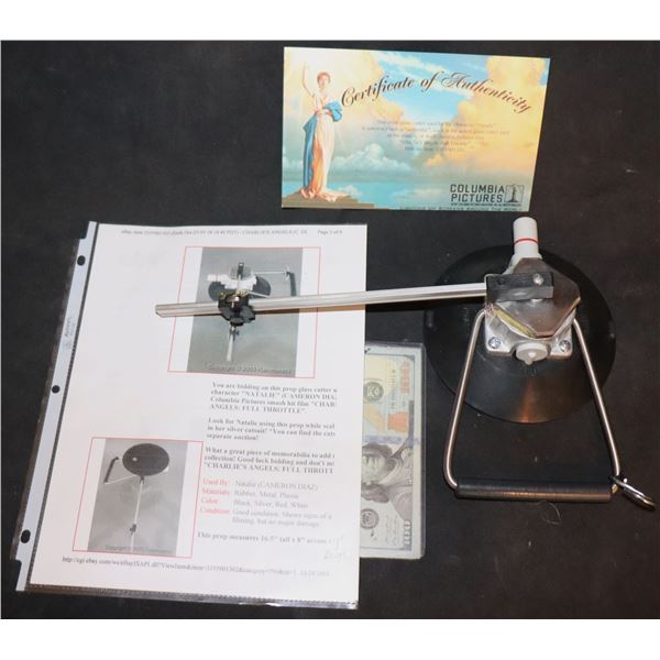 CHARLIES ANGELES FULL THROTTLE SCREEN USED CAMERON DIAZ GLASS CUTTER W/ COLUMBIA PROVENANCE