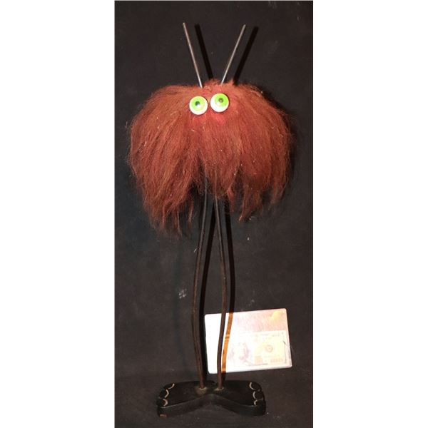TROLL VINTAGE LARGE METAL WOOD AND FUR STANDING ALIEN CREATURE