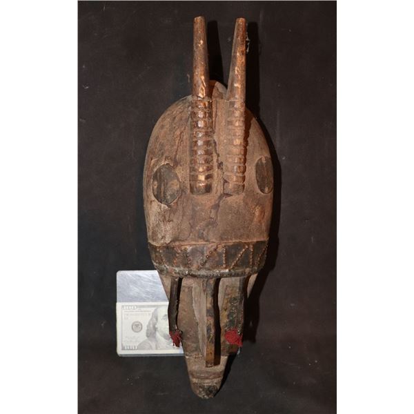VINTAGE HAND CARVED WOOD MALI INSECT MASK
