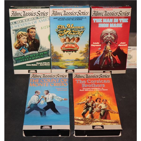VINTAGE VIDEO TAPE FULL COLOR FILM CLASSICS LOT OF 5