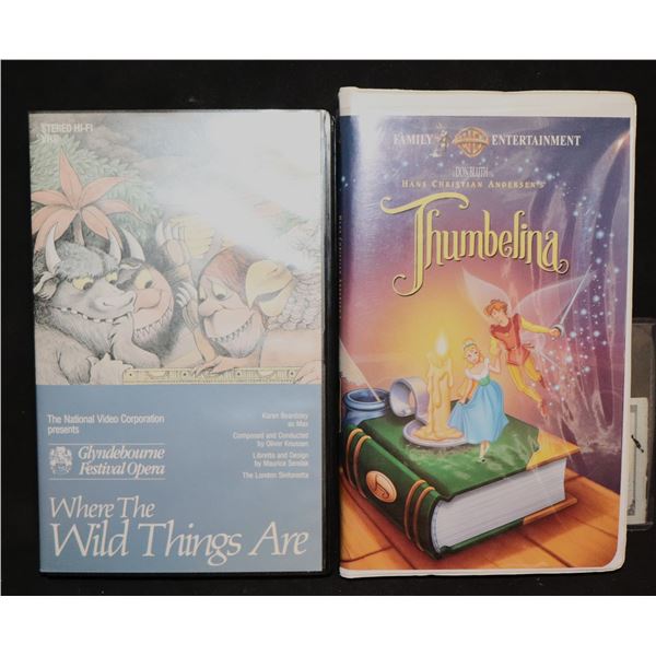 VINTAGE VIDEO TAPE WHERE THE WILD THINGS ARE AND THUMBELINA