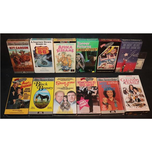 VINTAGE VIDEO TAPES STILL SEALED 80's 90's COLLECTION OF 12 JAMES CAGNEY JOHN WAYNE LAUREL & & HARDY