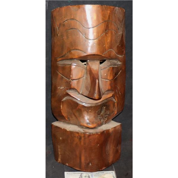 VINTAGE HAND CARVED WOOD HAWAIIAN TRIBAL MASK
