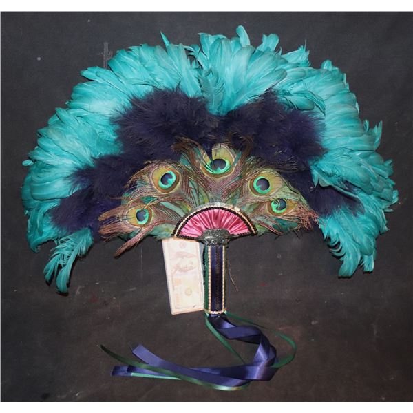 PEACOCK VINTAGE ORNATE FEATHER FAN