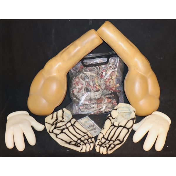 VINTAGE HALLOWEEN COSTUME LOT ZOMBIE SKELETON MUSCLE SUIT
