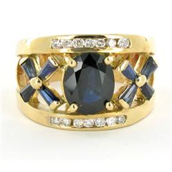 4ct Mens Top Ruby Sapphire Diamond 14k Ring (JEW-1484)