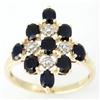 1.96Ct Black Sapphire & 16 Diamond Solid 9K Gold Ring (JEW-9033X)