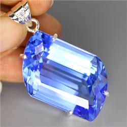 112.35ct Sterling Pendant AAA Blue Fancy Quartz (JEW-1792)