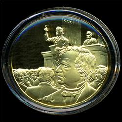 .75oz Franklin Mint PR70 DCAM 24k plated Sterling Silver Round History of the American Presidency A.