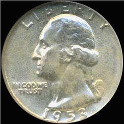 1953 Washington 25c Silver Quarter Coin Graded GEM (COI-6827)