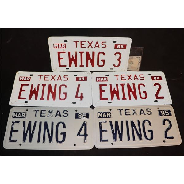 DALLAS TV TEXAS LICENSE PLATE SCREEN MATCHED LOT OF 5 & PRODUCER WRAP JACKET