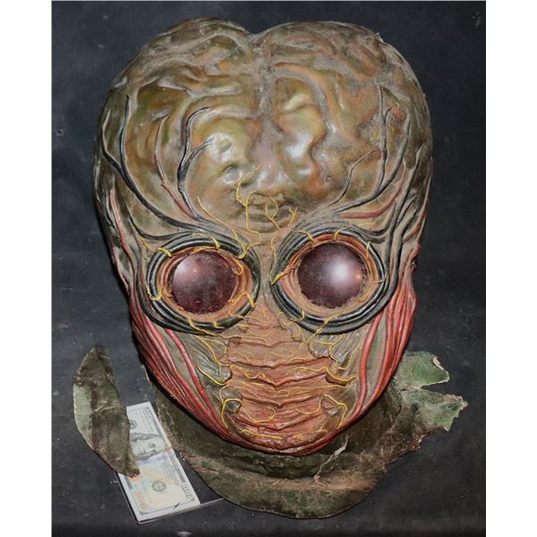 THIS ISLAND EARTH METALUNA MUTANT SCREEN USED FULL HEAD MASK WITH HANDS B