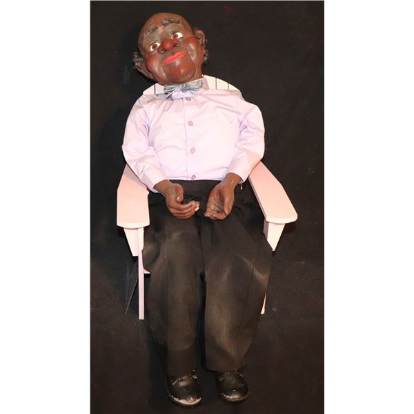 PUPPET VENTRILOQUIST DUMMY BLACK BLUES MUSICIAN PROFESSIONAL GRADE 6 FUNCTIONS
