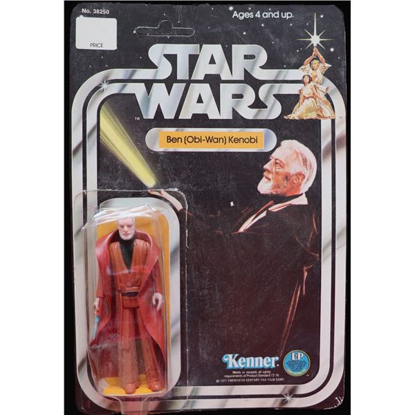 STAR WARS 12 BACK OBI WAN KENOBI GRAY HAIR UNPUNCHED A TYPE MINT SEALED 1977 KENNER ACTION FIGURE