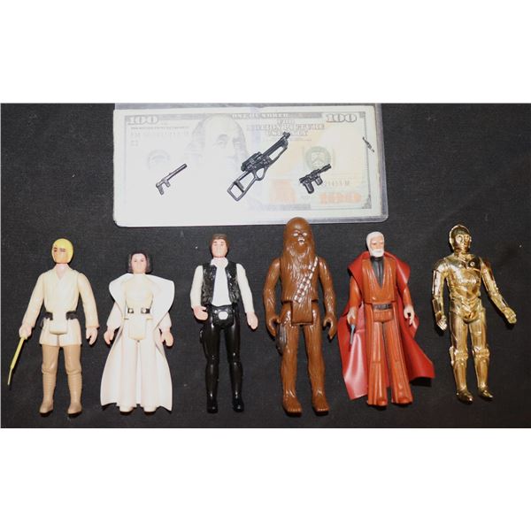 STAR WARS 1977 KENNER ACTION FIGURE LOT OF 6 LOOSE 2 ARE TAIWAN
