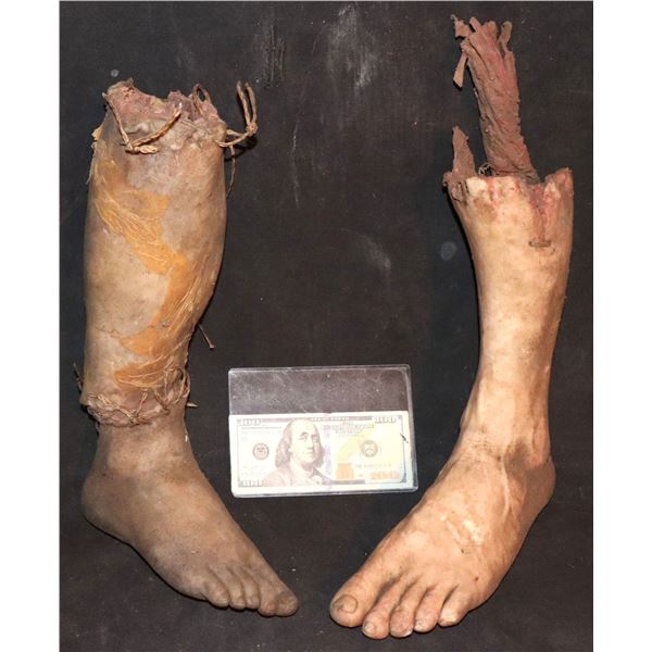 SEVERED BROKEN AND SEWN UP SILICONE LEGS FEET PAIR