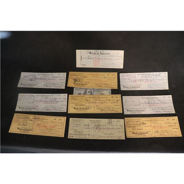 ZZ CECIL B DEMILLE HAND SIGNED & CASHED CHECKS LOT OF 10