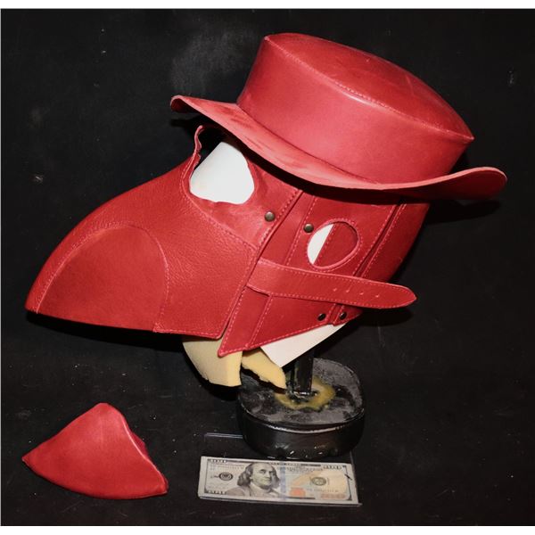 ZZ EYEONEYEZ LEATHER RED CROW IN A HAT FULL HEAD MASK PROTOTYPE