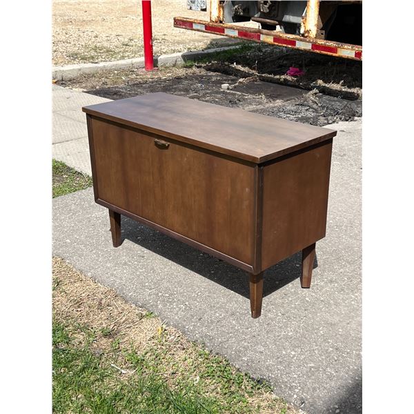 Mid Century Drop Front Record / LP Storage Cabinet Approx: 35x15 & 23.5"T