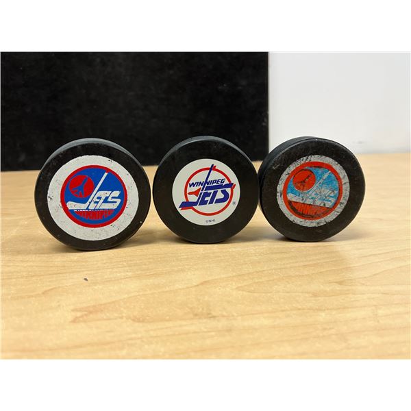 3 Vintage Winnipeg Jets Hockey Pucks