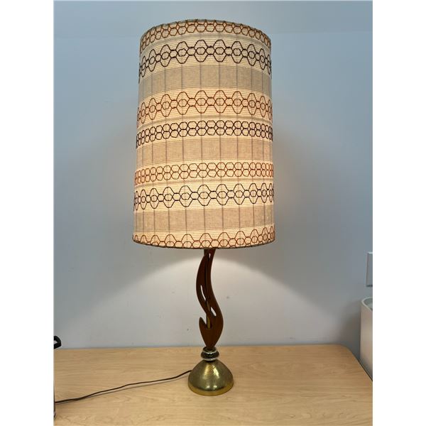 Mid Century Brass / Wood Lamp - Approx: 15.5"W and 39"T
