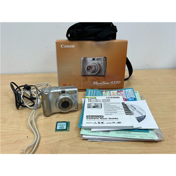 Canon Power Shot A530 Digital Camera & Accessories - Uses AA batteries (see photos)