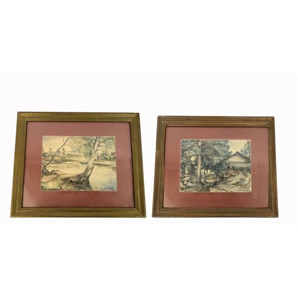 Pair of Signed Watercolor Paintings