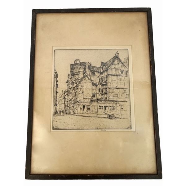 Ernest David Roth - Paris Street Scene Etching