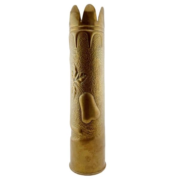 WWI Brass Artillery Shell Trench Art Vase