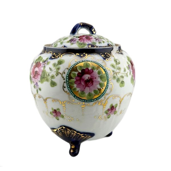 Japanese Nippon Hand-Painted Biscuit Jar