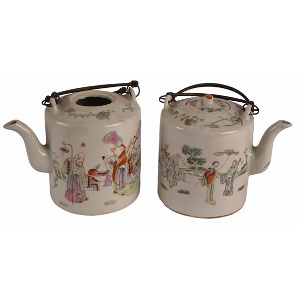 Pair of Chinese Famille Rose Porcelain Teapot