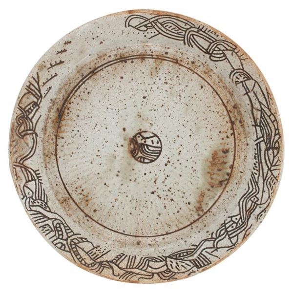 Korean Buncheong-Style Stoneware Dish