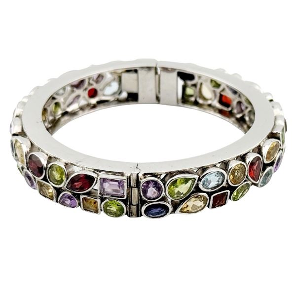 Silver Plated Multi Gemstone Bangle