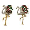 Image 1 : Figural Flamingo Gold Tone Rhinestone Brooch Pair