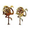 Image 4 : Figural Flamingo Gold Tone Rhinestone Brooch Pair