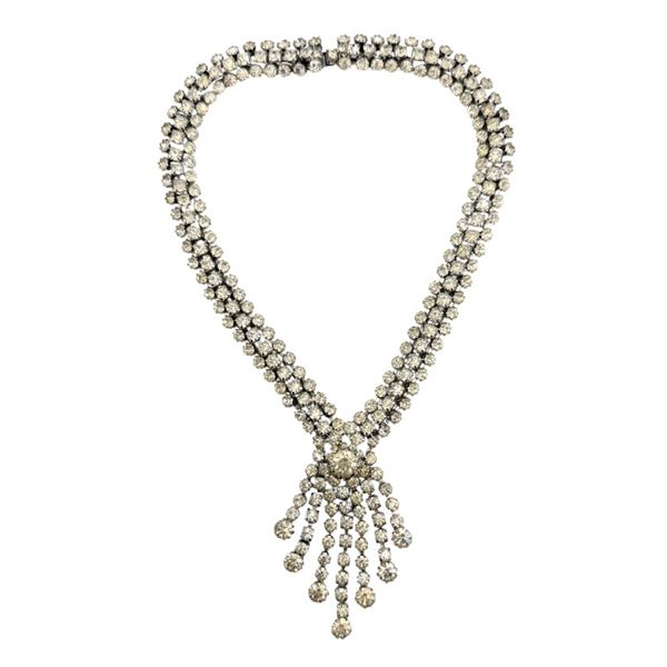 Kramer of New York Rhinestone Fringe Choker