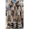 Image 1 : Long Fur Coat With Hood, Blue Lining, And Detachable Bottom