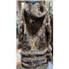 Image 2 : Long Fur Coat With Hood, Blue Lining, And Detachable Bottom